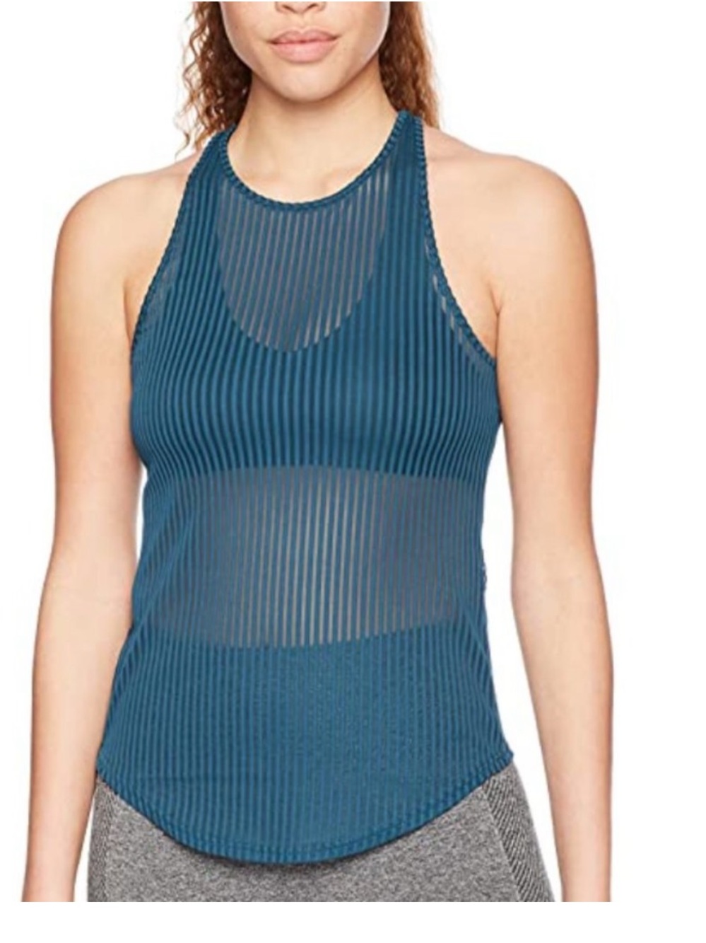 Alo Yoga Essence Teal Ribbed Racerback Tank Size Small